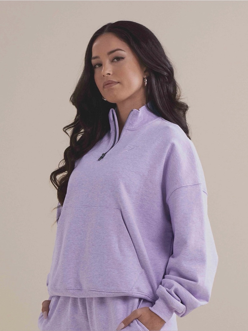 Gymshark Lavender Oversized Half Zip Rest Day Sweatshirt Pullover Size L